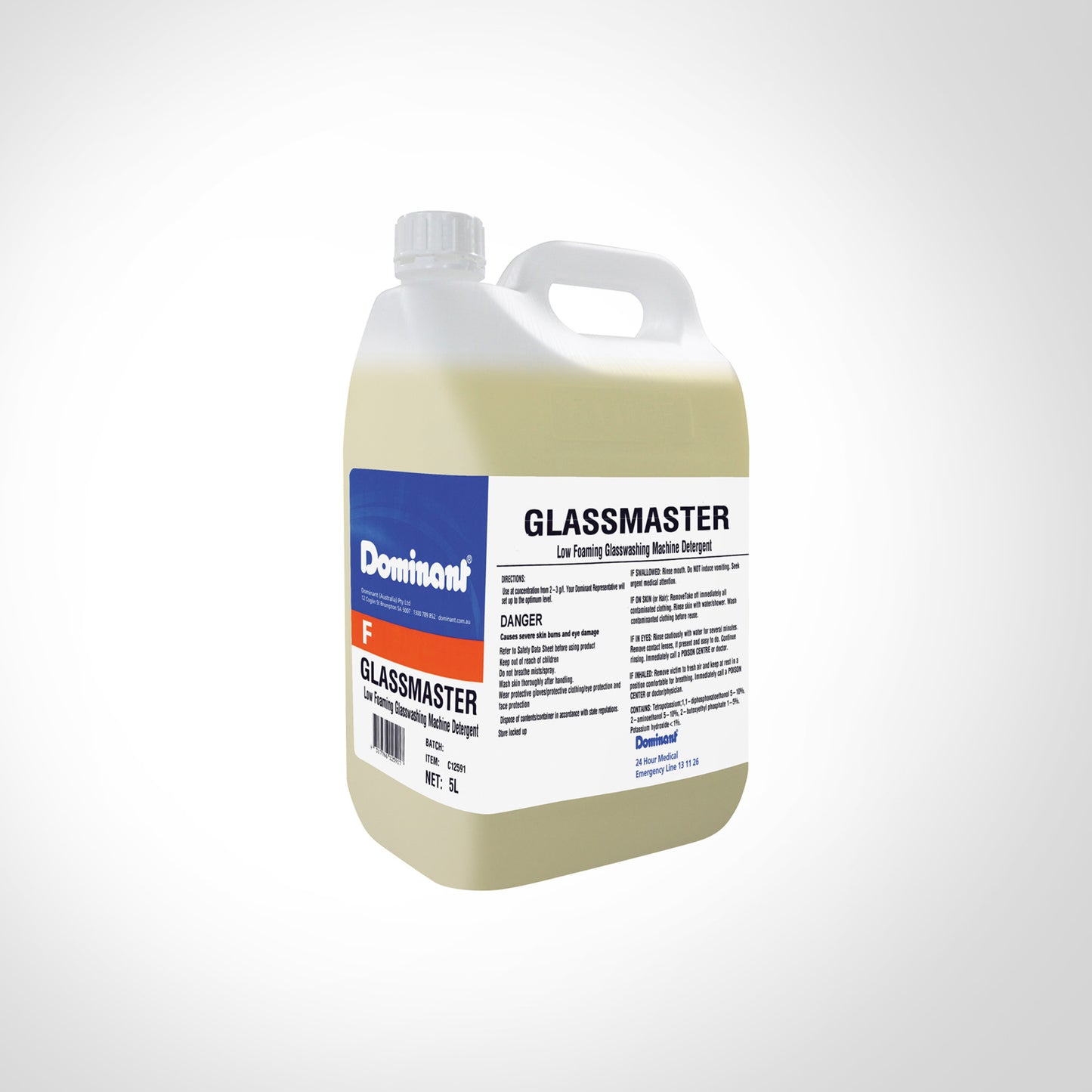 Dominant Glassmaster Low Foaming Glasswashing Machine Detergent 5L