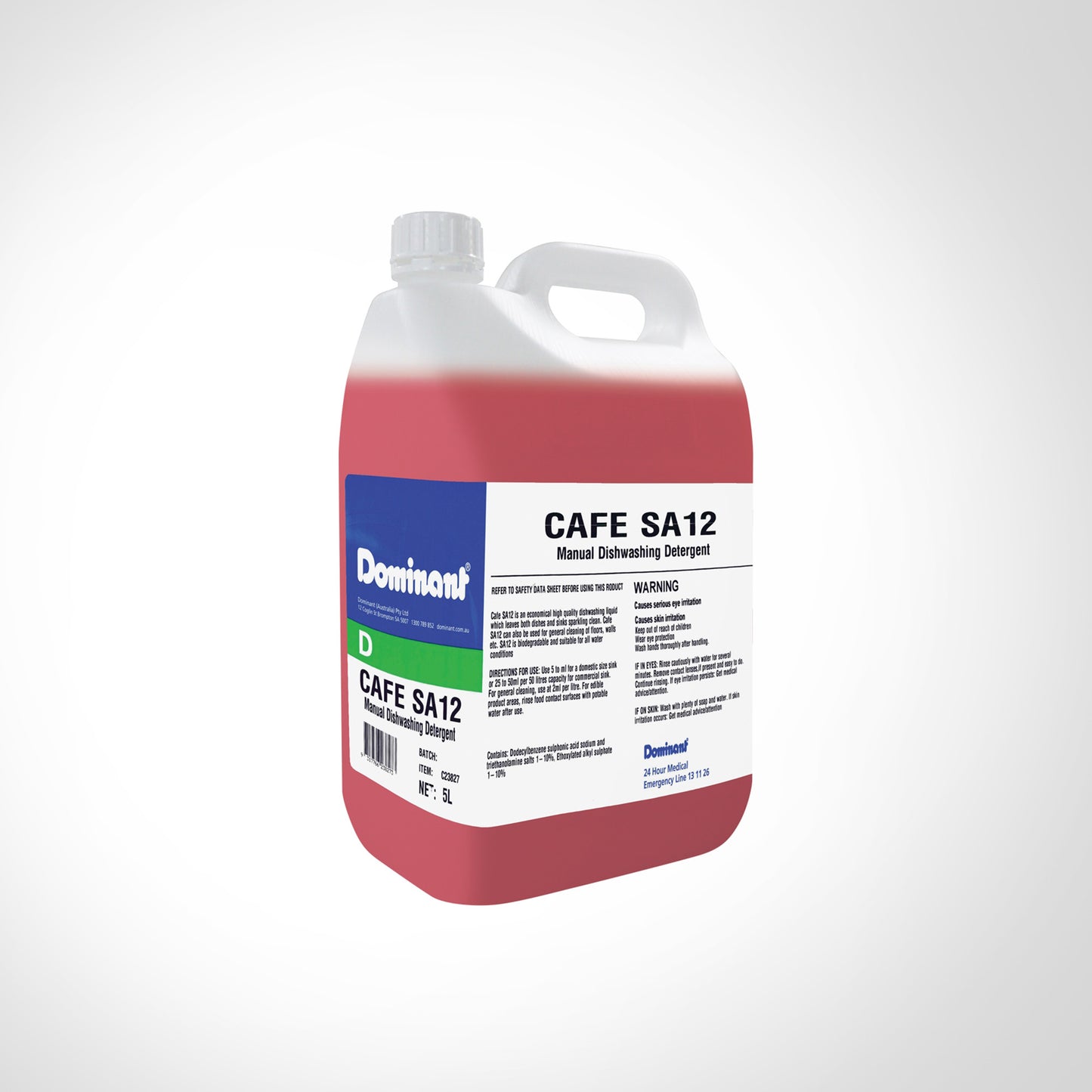 Dominant Cafe SA12 Manual Dishwashing Detergent 5L