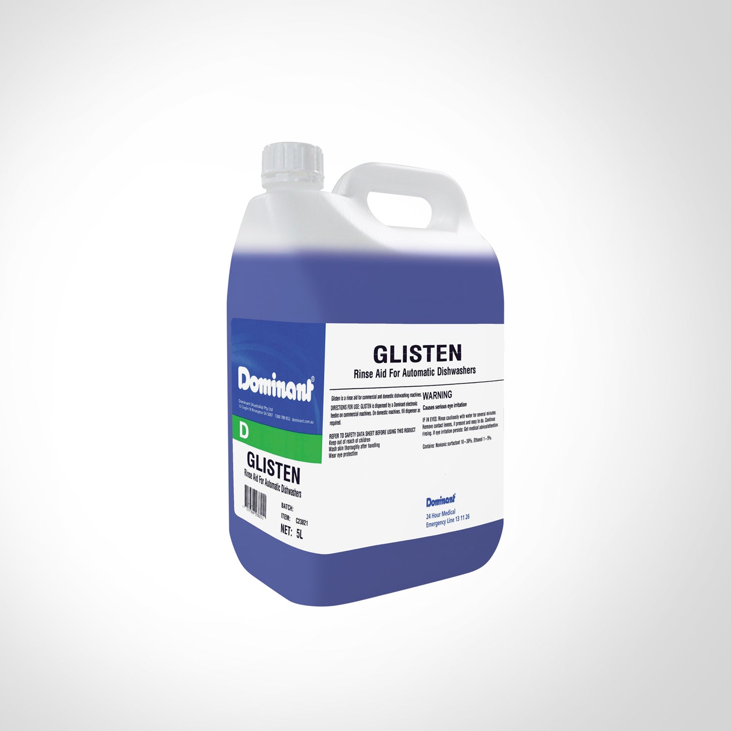 Dominant Glisten Rinse Aid for Automatic Dishwashers 5L